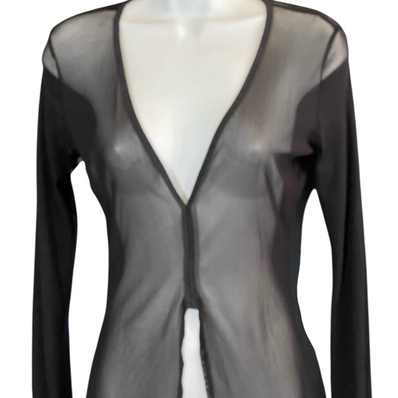 Windsor Y2K Women's Black Sheer Mesh Long Sleeve Top Sz Small Gothic Witchy - Picture 3 of 8